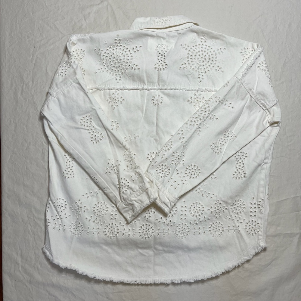 ZARA White Eyelet Button-Up Jacket - Picture 4 of 6